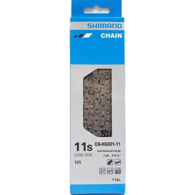 Цепь SHIMANO HG601, 11 скоростей, 116 звеньев, замок цепи SM-CN900-11 (1шт), ROAD/MTB/E-BIKE совместимость