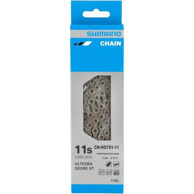 Цепь SHIMANO HG701, 11скоростей, 116 звеньев, ампульный пин (1 шт), ROAD/MTB/E-BIKE совместимость