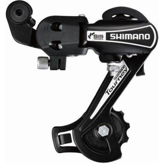 Переключатель задний SHIMANO TOURNEY, TY21-B, GS, 6 скоростей, крепление на ось, черный, без упаковки