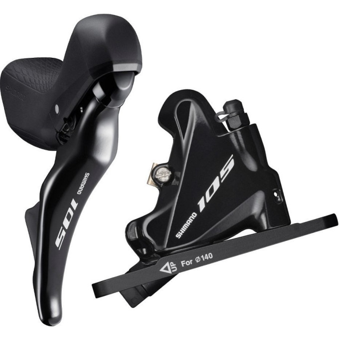 Шифтер/Тормозная ручка SHIMANO 105, ST-R7025 левый,BR-R7070, 2 скорости, J-KIT, под дисковый тормоз 140 мм, полимерный