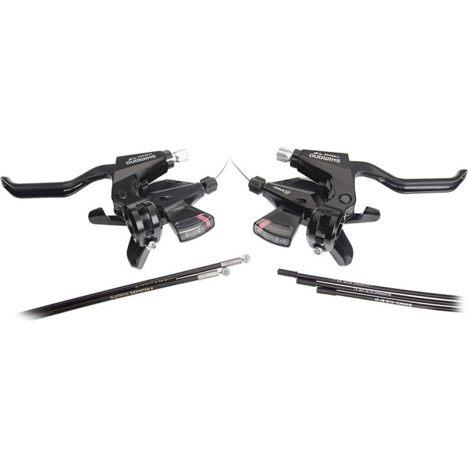 Шифтер/Тормозная ручка SHIMANO ALTUS, M310, левый/правый, 3X8 скоростей, трос+оплетка, черный