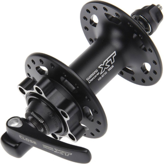 Втулка передняя SHIMANO XT, M756, 36 отверстий, 6-болт, QR черный