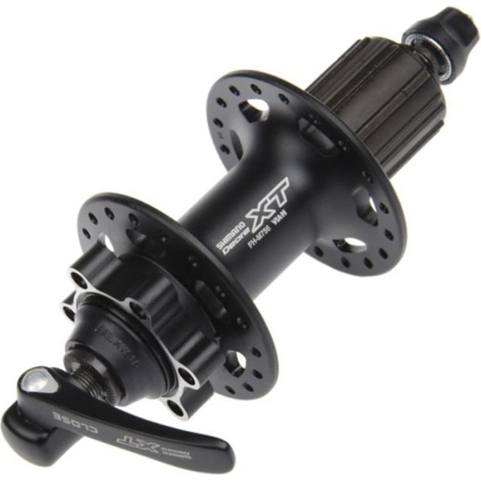 Втулка задняя SHIMANO DEORE XT, M756A, 36 отверстий, 8/9/10 скоростей, QR, 6-болтов, черный