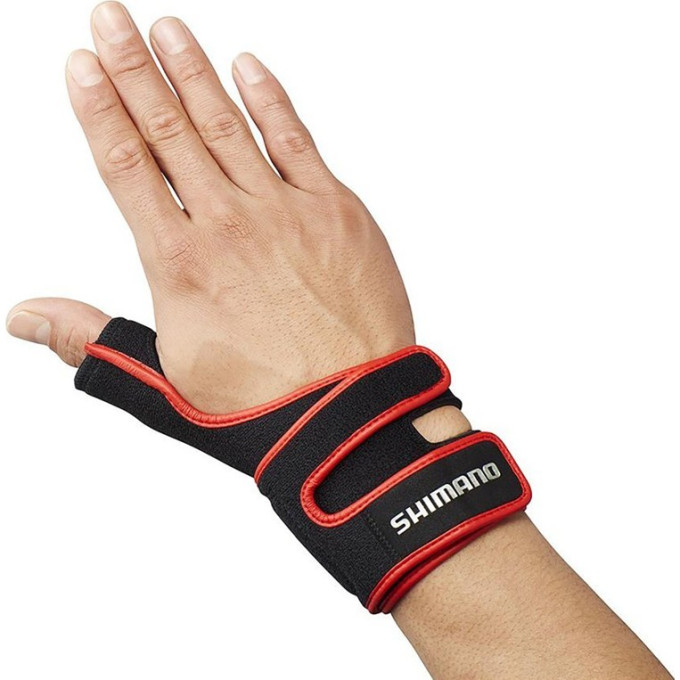 Фиксатор для поддержки запястья во время ловли рыбы SHIMANO WRIST SUPPORT GLOVE (ПРАВАЯ) КРАСНЫЕ XL