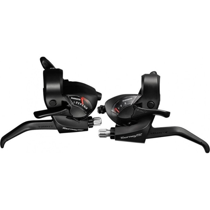 Шифтер/Тормозная ручка SHIMANO TOURNEY, TX800, левый/правый, 3x8 скоростей, трос+оплетка, черный