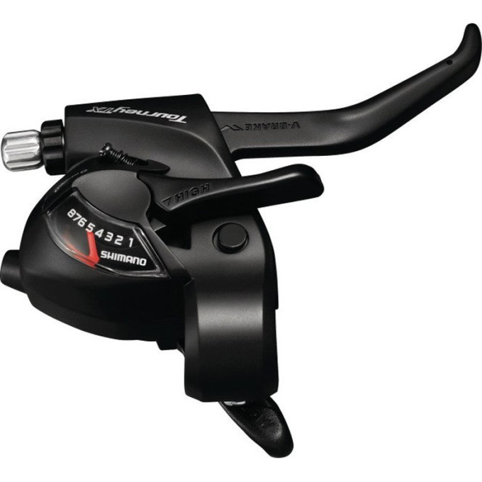 Шифтер/Тормозная ручка SHIMANO TOURNEY, TX800, левый/правый 3x8 скоростей, трос+оплетка, серебристый