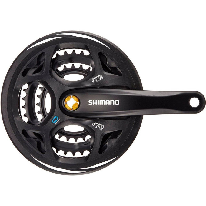 Система SHIMANO ALTUS, M311, 175 мм, квадрат, 48/38/28T, с защитой, черный