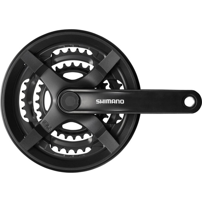 Система SHIMANO TOURNEY TY301, 170 мм, квадрат, 48/38/28, с защитой, черный, без упаковки