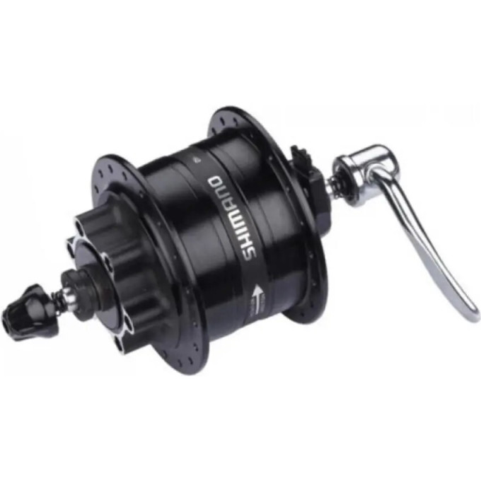 Втулка динамо SHIMANO 3D32, 32 отверстия 6V-3W, под эксцентрик, диск под 6 болтов, с SM-DH10, черный