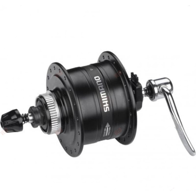 Втулка динамо SHIMANO 3D37, 32 отверстия, 6V-3W, QR, под дисковый тормоз C.Lock, OLD:100 мм, черный