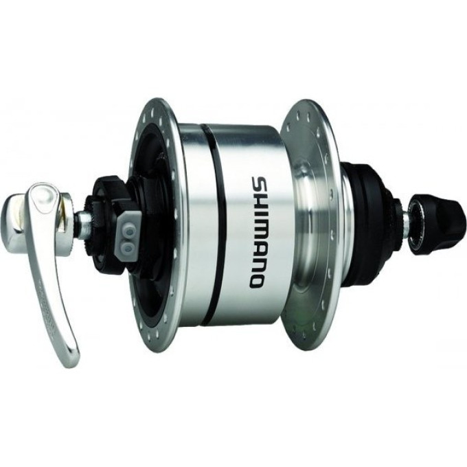Втулка динамо SHIMANO 3D72, 32 отверстия 6V-3W, QR, C.Lock, серебристая, EDH3D72BS