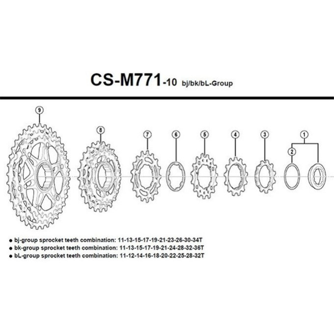 Звезда для кассеты SHIMANO XT, M771-10, 15T, BJ/BK Y1YR15000