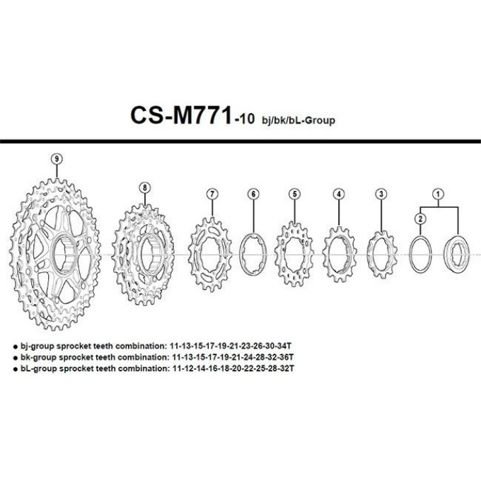 Звезды для кассеты велосипедные SHIMANO DEORE XT M771-10, (19-21-24T), BK Y1YR98030
